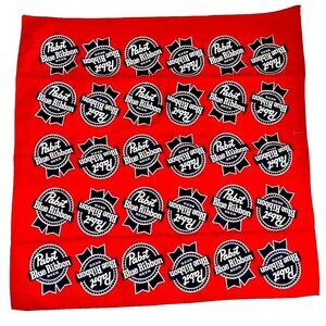 Pabst Blue Ribbon Beer Bandana Handkerchief Face Mask PBR Logo Beer 21” SQ  VTG